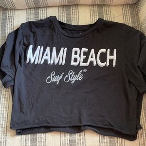 Crop Miami Beach surf style tee shirt